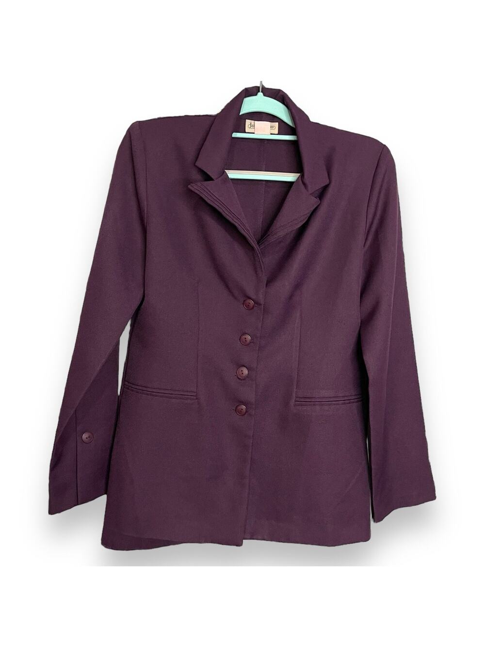 Vintage Jennifer James Blazer Jacket Womens 6 Purple Academia Career Modest Chic